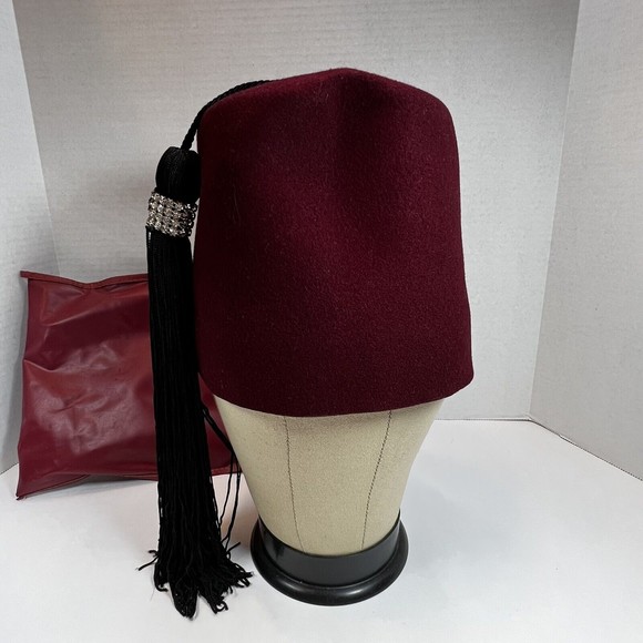 VTG Harry M Osers Antioch Masonic Shriners Rhinestone Tassel size 7 Fez Hat Cap - Picture 7 of 12